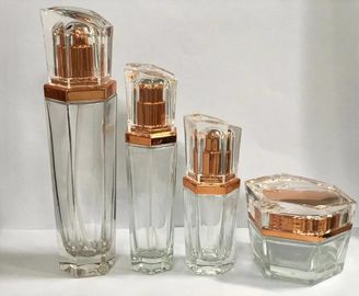 La crema transparente de lujo embotella Skincare que empaqueta/los lados cosméticos de cristal de la botella seis