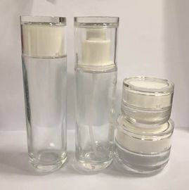 Botellas cosméticas de cristal recicladas ronda Skincare del tarro y de la loción que empaqueta la pintura y la serigrafía del OEM para el maquillaje