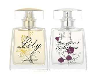 cuidado de piel de cristal de la niebla del cuerpo de la botella de perfume 50ml y botella de perfume de empaquetado del espray del maquillaje