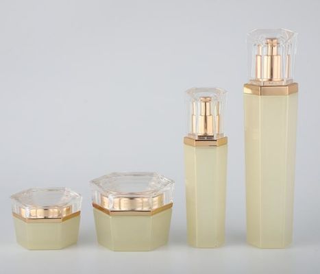 el cosmético poligonal del vidrio 100G embotella el cuidado de piel de las botellas de la crema que empaqueta al OEM