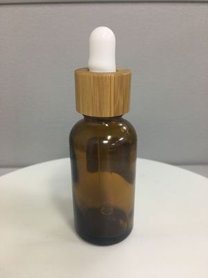 Botella de cristal de empaquetado cosmética de bambú del dropper del tapón de tuerca 30ml Boston
