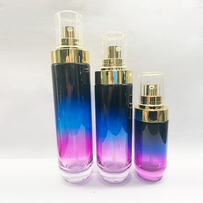 color púrpura de empaquetado cosmético de la pendiente del cristal de botellas de la bomba 40ml