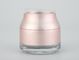 Botellas poner crema de cristal rosadas Logo And Color modificado para requisitos particulares de empaquetado cosmético de la loción del tarro