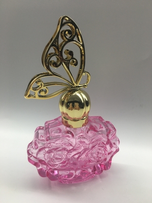 El casquillo plástico de aislamiento del diseño floral de la botella de vidrio del perfume del rociador modificó al OEM para requisitos particulares