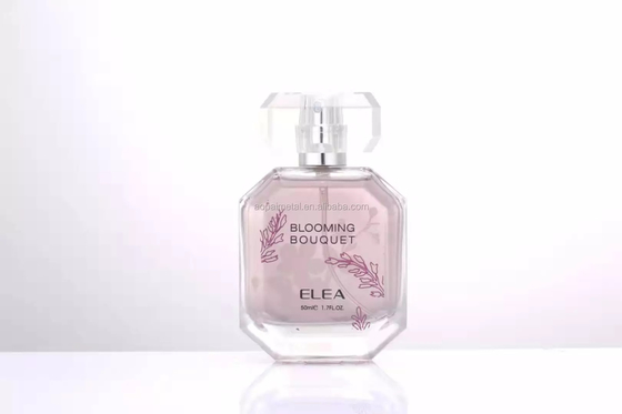 Las botellas de perfume vacías de cristal de lujo abultan Logo With Surlyn Cap grabado en relieve