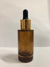 botella de aceite esencial cosmética de cristal ambarina de la botella del dropper 30ml con el OEM del cuello de Alumite