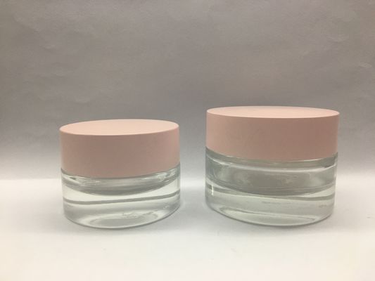 Envases plásticos de la crema de la tapa del tarro de cristal cosmético inferior grueso de 30g 50g