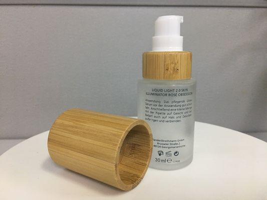 Botella de empaquetado cosmética de bambú de la bomba de la loción del vidrio del cilindro del SGS MSDS