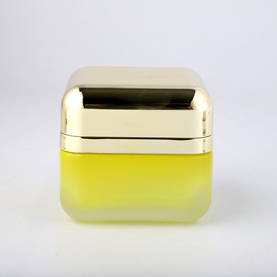 Envase vacío mate amarillo del cuidado personal del tarro del vidrio esmerilado 50g