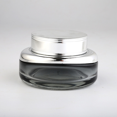 La crema de plata del vidrio del hombro sacude el logotipo oval de la impresión de la serigrafía del envase de cristal