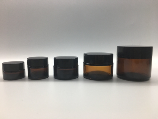 Casquillo plástico recto helado de la forma redonda de Amber Glass Cosmetic Jars 5g 10g 120g