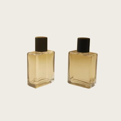 Botella de vidrio de perfume de 25 ml Rectángulo plano OEM Embalaje cosmético de marca privada Botella fabricante