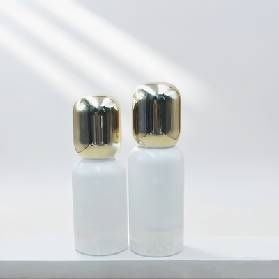 Envases cosméticos Botella de loción de vidrio Jar de crema Contenedores para el cuidado de la piel con tapa redonda de oro