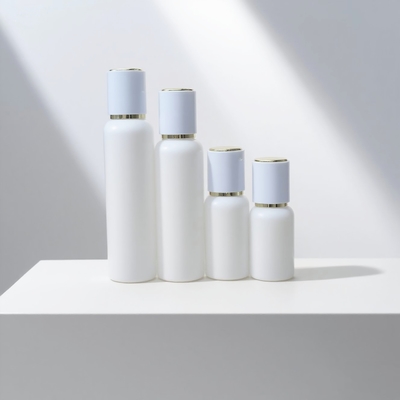 Precio de fábrica 50ml 100ml 120ml Envase de loción de vidrio Botella de vidrio con bomba de loción blanca vacía Juego corporal de crema para el cuidado de la piel