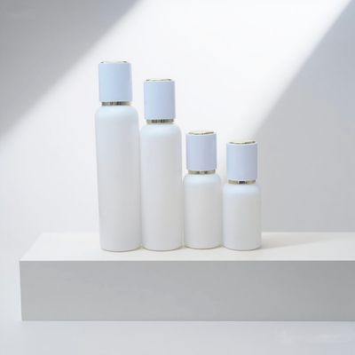 Precio de fábrica 50ml 100ml 120ml Envase de loción de vidrio Botella de vidrio con bomba de loción blanca vacía Juego corporal de crema para el cuidado de la piel