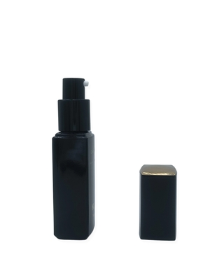 Botella con bomba de suero prebase de maquillaje cuadrada de lujo al por mayor de 30 ml para cosméticos con tapa de impresión de logotipo personalizado