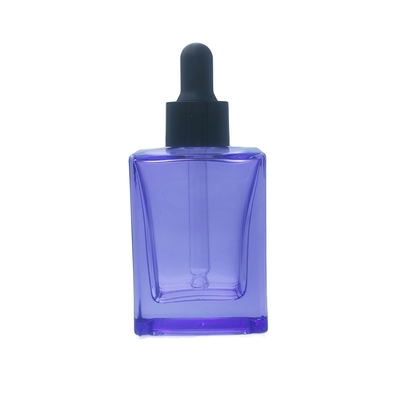 Botella de suero para ojos de vidrio cuadrado de 30 ml personalizable con gotero para suero cosmético - reciclable