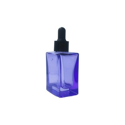 Botella de suero para ojos de vidrio cuadrado de 30 ml personalizable con gotero para suero cosmético - reciclable