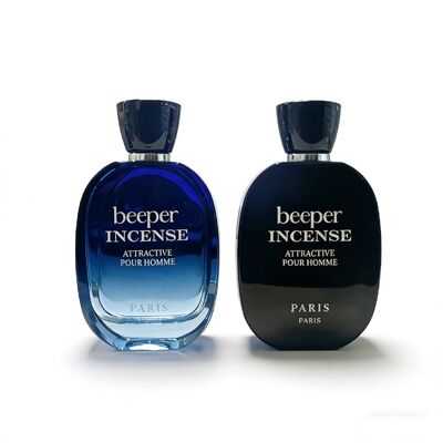 100ml Empty Beeper Incense Style Blue Glass Perfume Bottle Refillable Cologne Container for Men, Premium Decorative Frag