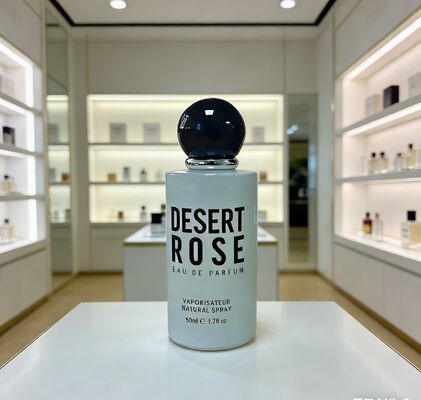 Botella de perfume cilíndrica recta de estilo minimalista directo de fábrica de 50 ml con tapón de bola redondo