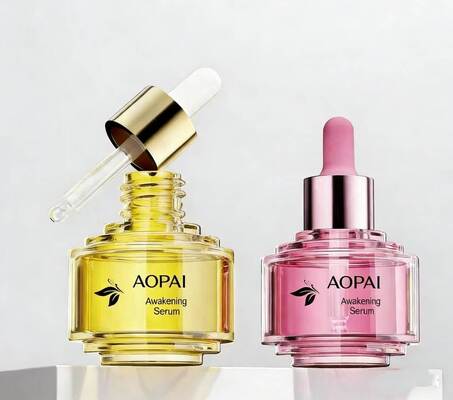 Botella cuentagotas de vidrio de dos tonos de lujo de 30 ml Nuevo diseño elegante y mejorado para botella de aceite de esencia para el cuidado de la piel