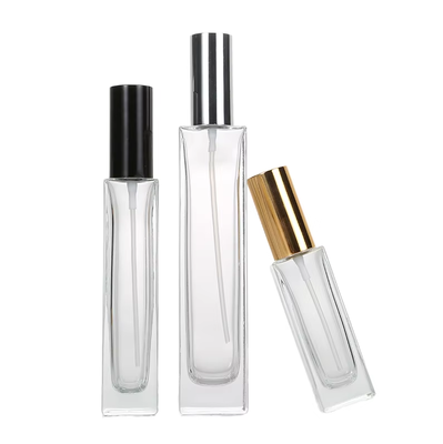 Botella de vidrio con atomizador de tapa roscada para cosméticos de 5 ml y 10 ml, botella de vidrio recargable portátil para perfume