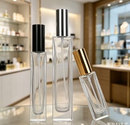 Botella de vidrio con atomizador de tapa roscada para cosméticos de 5 ml y 10 ml, botella de vidrio recargable portátil para perfume