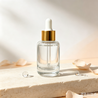50ml Clear Thick Base Glass Dropper Bottle, Gold Aluminum Collar&White Rubber Nipple for Serum Essential Oil Cosmetic Packaging