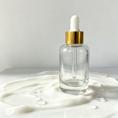 50ml Clear Thick Base Glass Dropper Bottle, Gold Aluminum Collar&White Rubber Nipple for Serum Essential Oil Cosmetic Packaging
