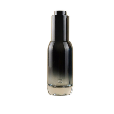 30ml Luxury Gradient Glass Press Dropper Bottle, Serum Oil Bottle with Aluminum Collar, Custom Print Wholesale Skincare Pack