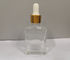 botella rectangular del dropper del cristal de botellas de aceite esencial de 30ml 50ml con el OEM del cuello del hockey shinny del oro